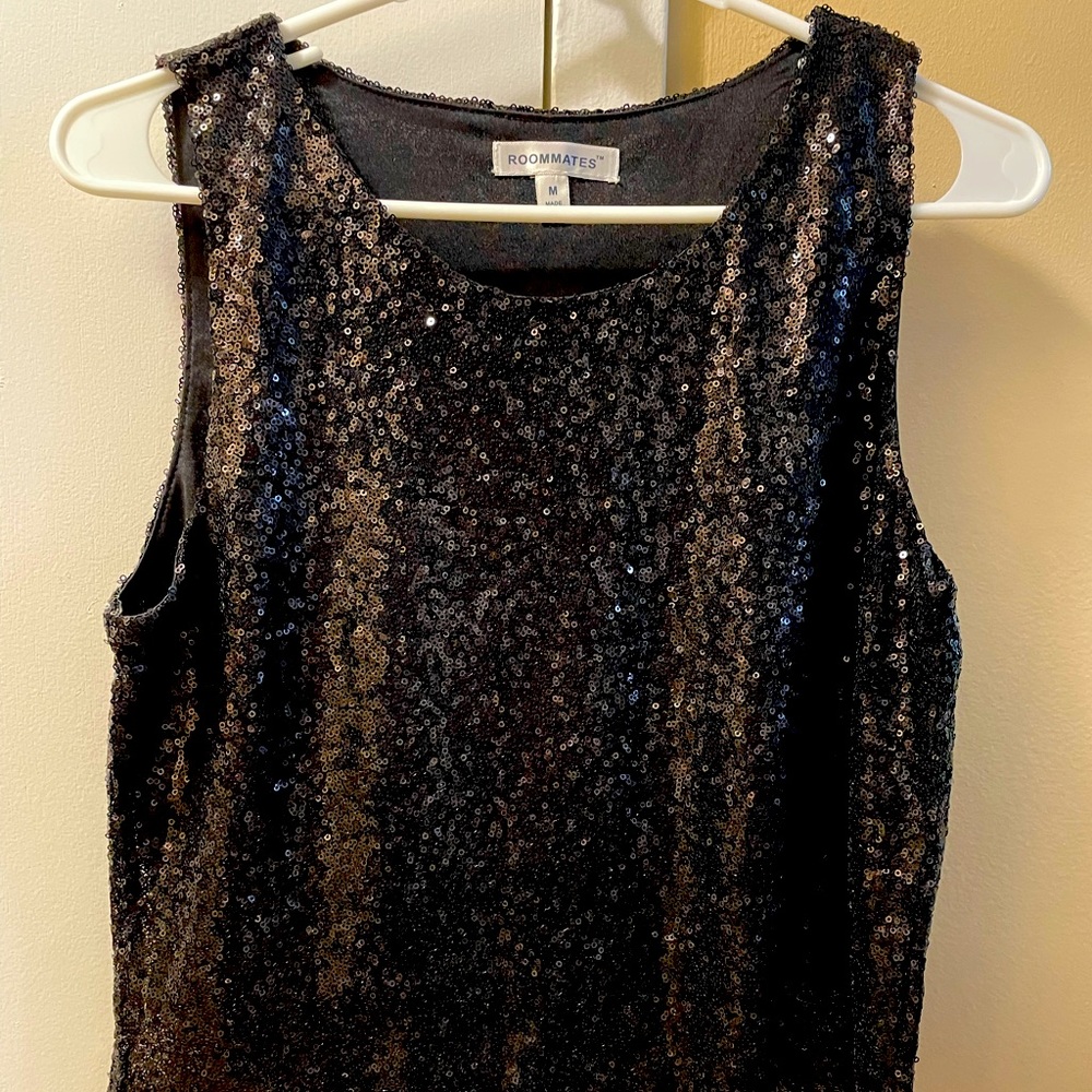 Black cropped top sparkly sequins covered